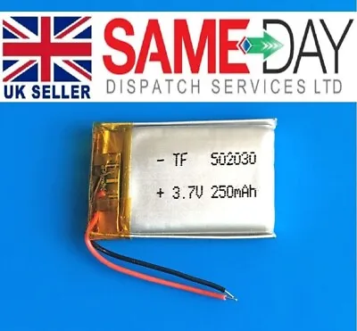 £5.99 • Buy Lithium Polymer Battery 3.7V 250mAh 20 X 30 X 5mm Li-Po LP 502030 GPS, BLUETOOTH