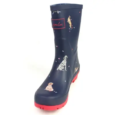 $39.99 • Buy Joules Mid Rain Boots Molly Welly French Navy Dog
