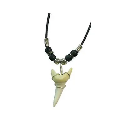 LARGE SHARK TOOTH NECKLACE Mens Womens Jewelry JL448 Sharks Teeth Silver Beads • $7.11
