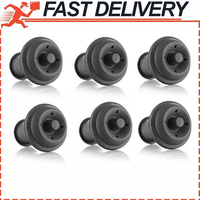 Plastic Wine Saver Vacuum Stoppers Set Of 6 – Grey • $25.02