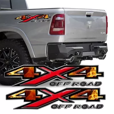 Pair Flame  Fire 4X4 Off Road Rear Trunk Side Bed Decal Sticker For Dodge RAM • $12.99