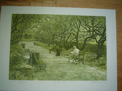 $490 • Buy HAROLD ALTMAN - Large Original Lithograph  Benches 1986  - Signed & Numbered 