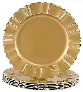  13  Gold Charger Plates Antique Plate Chargers With Wipe Scalloped Rim - Gold • $45.41