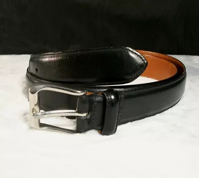 Coach Vtg Silver Buckle & Black Burnish Leather Dress Belt 36  5951 Costa Rica • $19.95