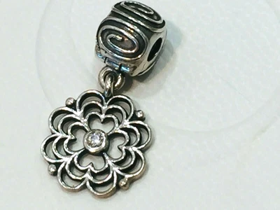 $59 • Buy Authentic Pandora CZ Dogwood Flower Dangle Clip Charm 790812 Retired Rare