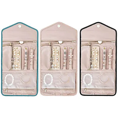 Roll Foldable Jewelry Case Travel Jewelry Organizer For Necklace Earrings Rings • $14.66