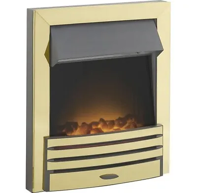 Electric Fire Brass Coal Flame Remote Control Inset Fire Heater Bnib • £181.99