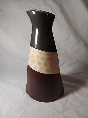 Mid Century Modern MULTITONE BEIGE/GREEN CERAMIC VASE • $32.99