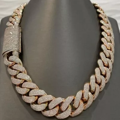 MOISSANITE Men's 24Ct Round 24mmX24inch  Cuban Link Chain 14K Rose Gold Plated • $4036.74