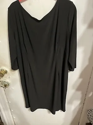 Melissa Masse Black Nylon Fitted Dress W/ Sexy Scoop Neckline In Back 1X (14-16) • $19.99