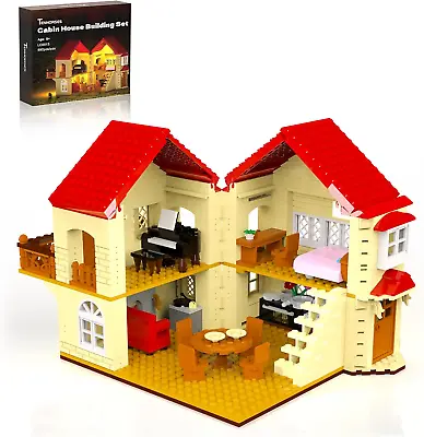 Cabin House Building Set Cozy Log Country Home With Lighting Kit Home Decor Cr • $117.88