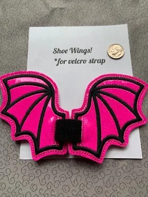 NEW 1 Pr SHOE  BOOT Wings  BAT Wings PINK GLITTER For Strap Footwear  Adult Kids • $10