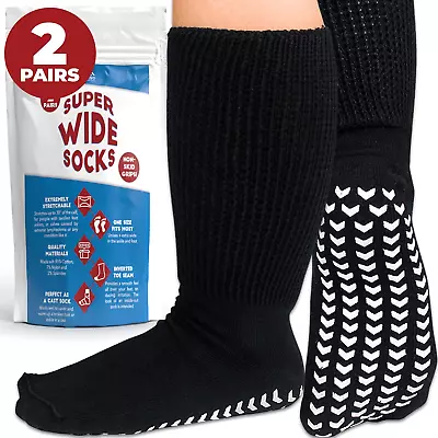 2 Pairs Extra Wide Socks For Swollen Feet Diabetic Socks For Men Non Slip Sock • $27.48