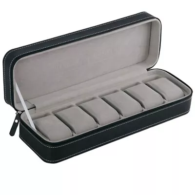 6 Slot Watch Box Portable Travel Zipper Case Collector Storage Jewelry Stor P3W5 • $25.15