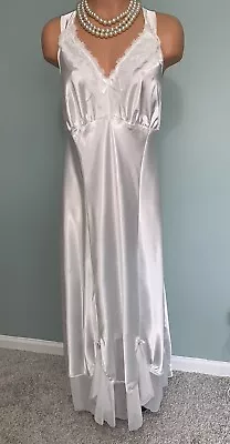 Glossy Wet Look  SATIN NIGHTGOWN Full Slip  2X 3X 18 46 48 Chiffon Hem Bridal • $42