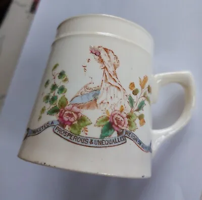 Queen Victoria 60 Years Reign Diamond Jubilee 1897 Commemorative Mug Cup Antique • £20