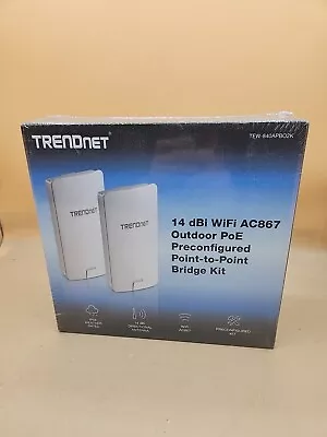 TRENDnet  TEW-840APBO2K 14 DBi WiFi AC867 Outdoor PoE Preconfigured Bridge Kit  • $235