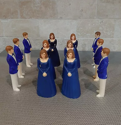 Set Of 12 Vintage Wedding Cake Decor 6 Groomsmen 6 Bridesmaids Navy Blue Kitschy • $34.99