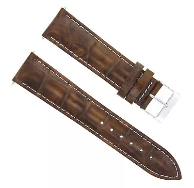 $15.95 • Buy 22mm Leather Watch Band Strap For Vacheron Constantin Light Brown  White Stitch