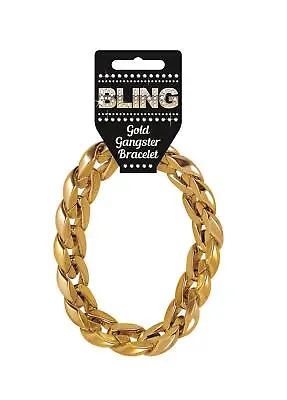 Gold Chain Gangster Bracelet Necklace Hip Fancy Dress Rapper Accessory Jewellery • £4.99