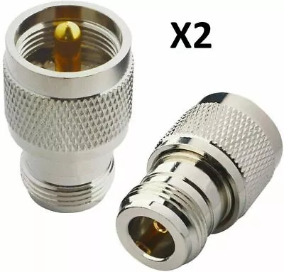 2 X UHF Male PL259 To N Type Female Adapter Converter • £6.95