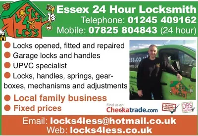 Locksmith Chelmsford UPVC Door Locks Handles & Mechanisms Www.locks4less.co.uk • £1