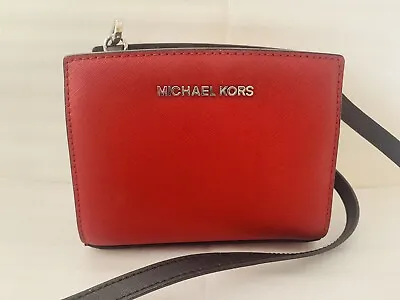 Michael Kors MINI Selma Red Black Saffiano Leather Messenger Bag • $49.95