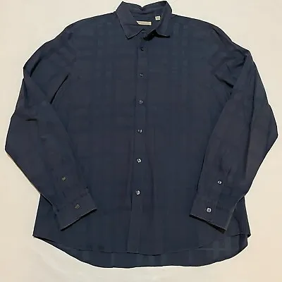 Burberry Brit Mens Long Sleeve Striped Button Up Shirt Size XL Blue Nova Check • $49.95