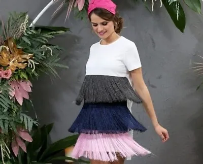 Zara Multicoloured Fringed T-shirt Dress Size S Uk 8 • £32