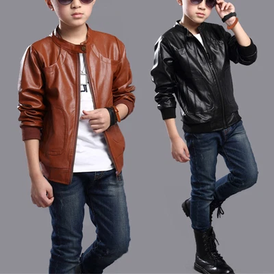 £20.78 • Buy Toddler Kids Little Boys Long Sleeve Faux Leather Zipper Jacket Kids Coat Winter