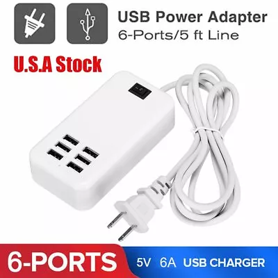 Multi Port USB Charger 6 Ports Wall Adapter Travel Hub AC Power Supply US Plug • $8.37