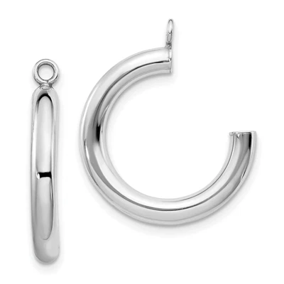 $112.99 • Buy 10k White Gold Polished Tube Hoop Earring Jackets