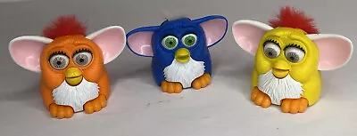 3 McDonalds Furby Happy Meal Toy 1998 Blue Yellow Orange Lot Set • $10.99