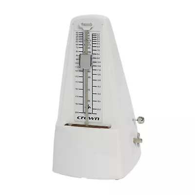 New Crown Traditional Wind Up Mechanical Metronome With Bell (White) • $45.56