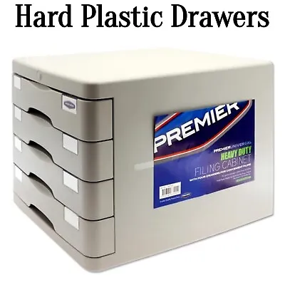 Desk Top Storage Drawers 4 Hard Plastic Documents Organiser Filing School Office • £49.99