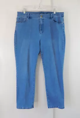 J JILL DENIM Jeans High Rise Slim Ankle Stretch Cotton Medium Blue Trendy 16 • $19.99