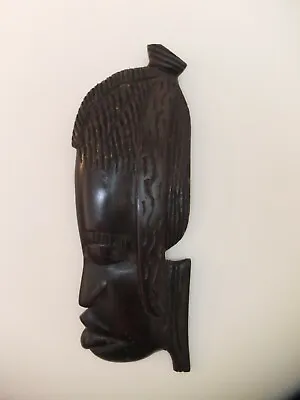 £15 • Buy Vintage Black Wood Carved Tribal African  Face Head Wall Hanging