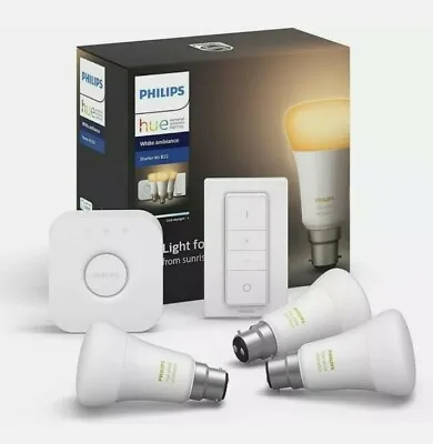 $179 • Buy Philips Hue White Ambiance B22  Kit - 3 X Smart LED Globes Switch Hue Bridge