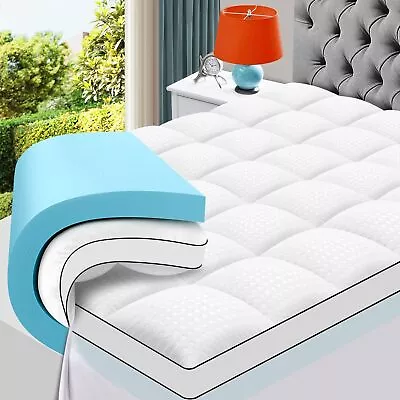 4 Inch Dual Layer Memory Foam Pillowtop Mattress Topper Cooling Extra Thick New • $245.89
