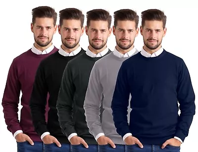 Men's Round Neck Slim Fit Sweater Pullover Crew Long Sleeve Cotton Jumper • $23.89