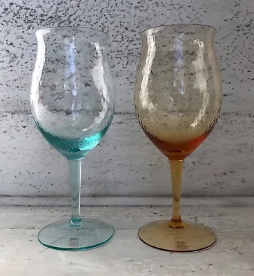 Moser Meissen Wellenspiel Crystal Wine Glasses - Topaz & Beryl • $100