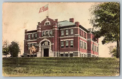 Muncie Indiana - Longfellow School - Vintage Postcard - Posted 1921 • $16.99