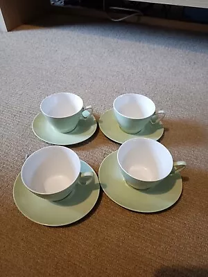 Retro Set Green Gaydon Melmex X 4 Melaware Cups Saucers • £9.99