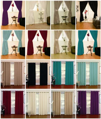 Verona Faux Silk Designer Ready Made Lined Curtains In 8 Colours • £13.88