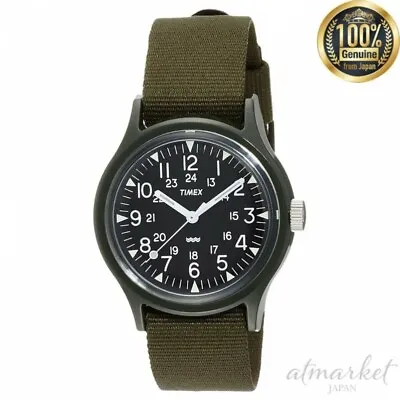 TIMEX Watch TW2P88400 Original Vietnam Camper 36mm Black Dial Khaki Nylon Strap • $88.99