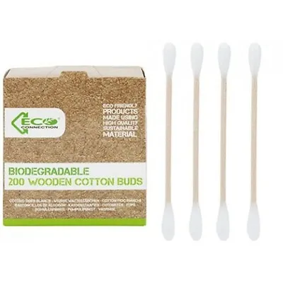 200 Biodegradable Eco Friendly Wooden Cotton Buds Q-Tips • £3.27