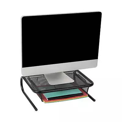Metal Mesh Monitor Stand And Desk Organizer With Storage Drawer • $26.03