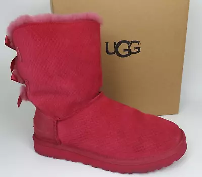 UGG BOOTS MINI BAILEY BOW SPARKLE Pink Girl’s Youth Size 6.0 B Pre-owned  17461 • $48.75