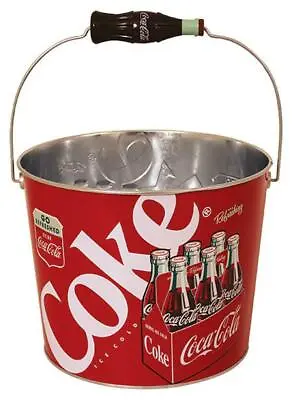 Coca-Cola Ice Bucket Retro Metal Painted Tub Tote 9  Diameter 7  Height • $16.99