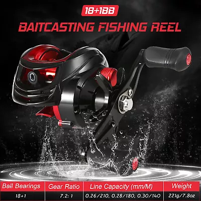 Baitcasting Reel 18+1BB Ball Bearings Fishing Reel High  Left C1N9 • $25.99
